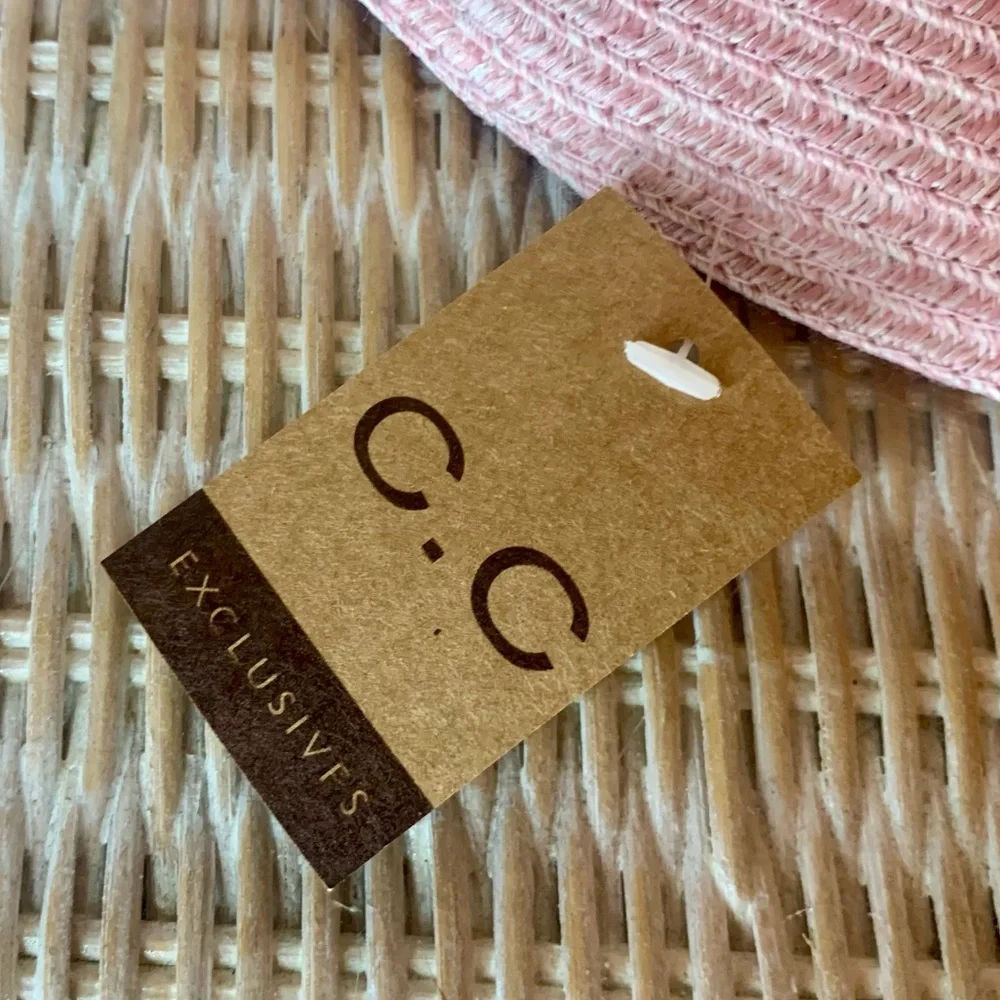 NWT C C Exclusives Straw Floppy Sun Hat Pink One Size